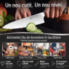 Cutit Profesional Chef Decatails™ Lama 21 cm, Otel German Premium 1.4116, 56–58 HRC, Maner Lemn Natural Abanos, Ascutire Manuala 15°