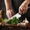 Cutit Profesional Chef Decatails™ Lama 21 cm, Otel German Premium 1.4116, 56–58 HRC, Maner Lemn Natural Abanos, Ascutire Manuala 15°