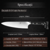 Cutit Profesional Chef Decatails™ Lama 21 cm, Otel German Premium 1.4116, 56–58 HRC, Maner Lemn Natural Abanos, Ascutire Manuala 15°
