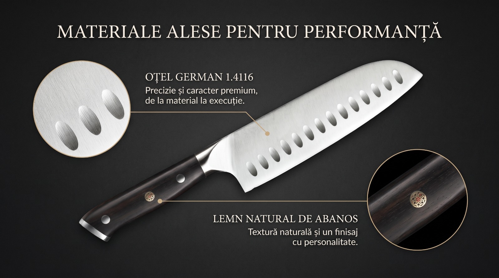 Maner cutite Decatails lemn abanos